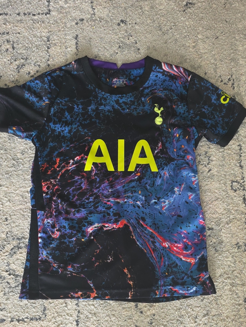 Tottenham Hotspur SON Neon AIA Marble Print Jersey - Black, Blue & Yellow